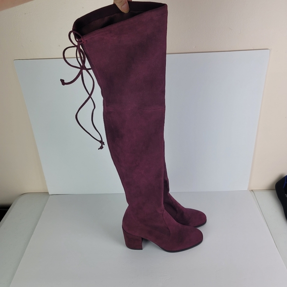 Stuart Weitzman Tieland Thigh High Boots. Cabernet Suede. Size 7. Never Worn. - Picture 10 of 12